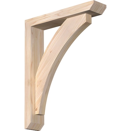 Ekena Millwork Thorton Slat Smooth Bracket w/ Offset Brace, Douglas Fir, 3 1/2"W x 16"D x 20"H BKT0402X16X20THR06SDF